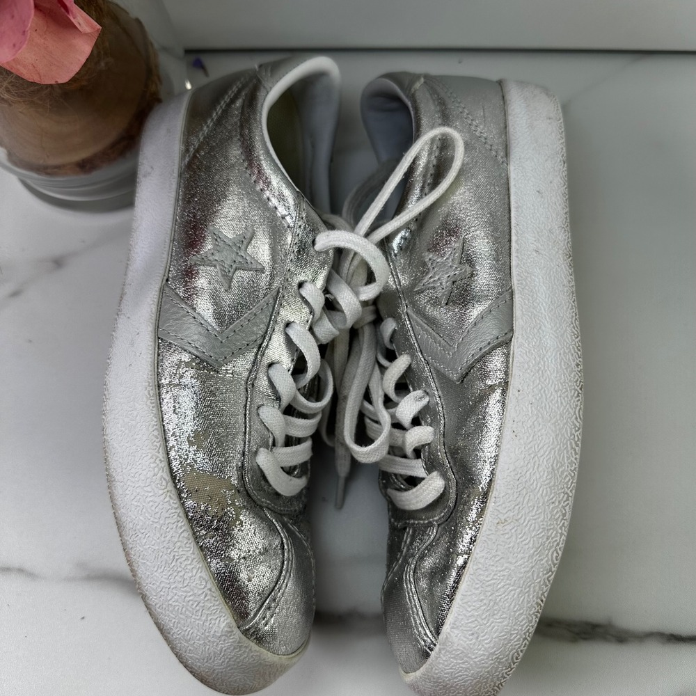 Converse All Star Chuck Taylor Silver Metallic Low Top Sneakers Size 6.5 Comfot‎ - Picture 5 of 12